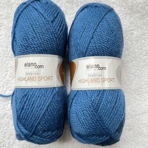 Lot Of 2 Elann Collection Highland Sport 100% Wool Blue Same Dye Lot 50g ea